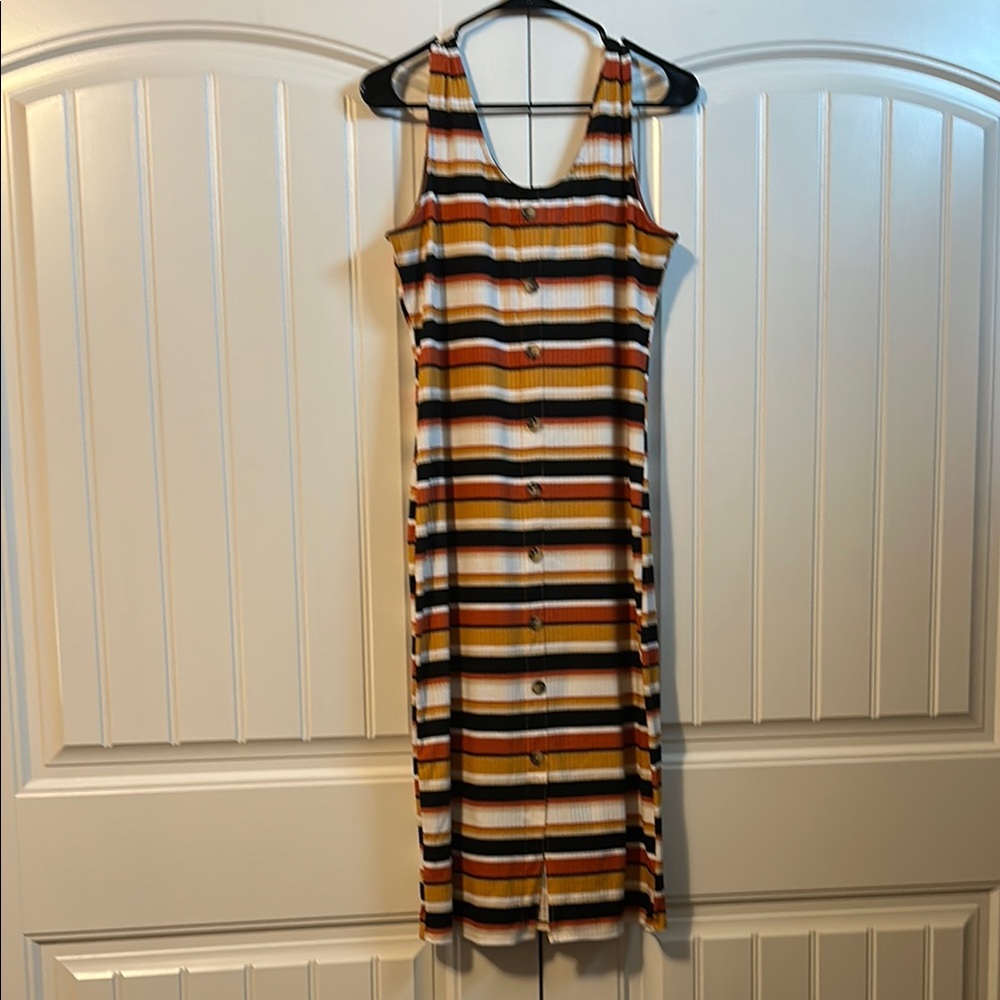 Striped Multicolor Button Detail Dress